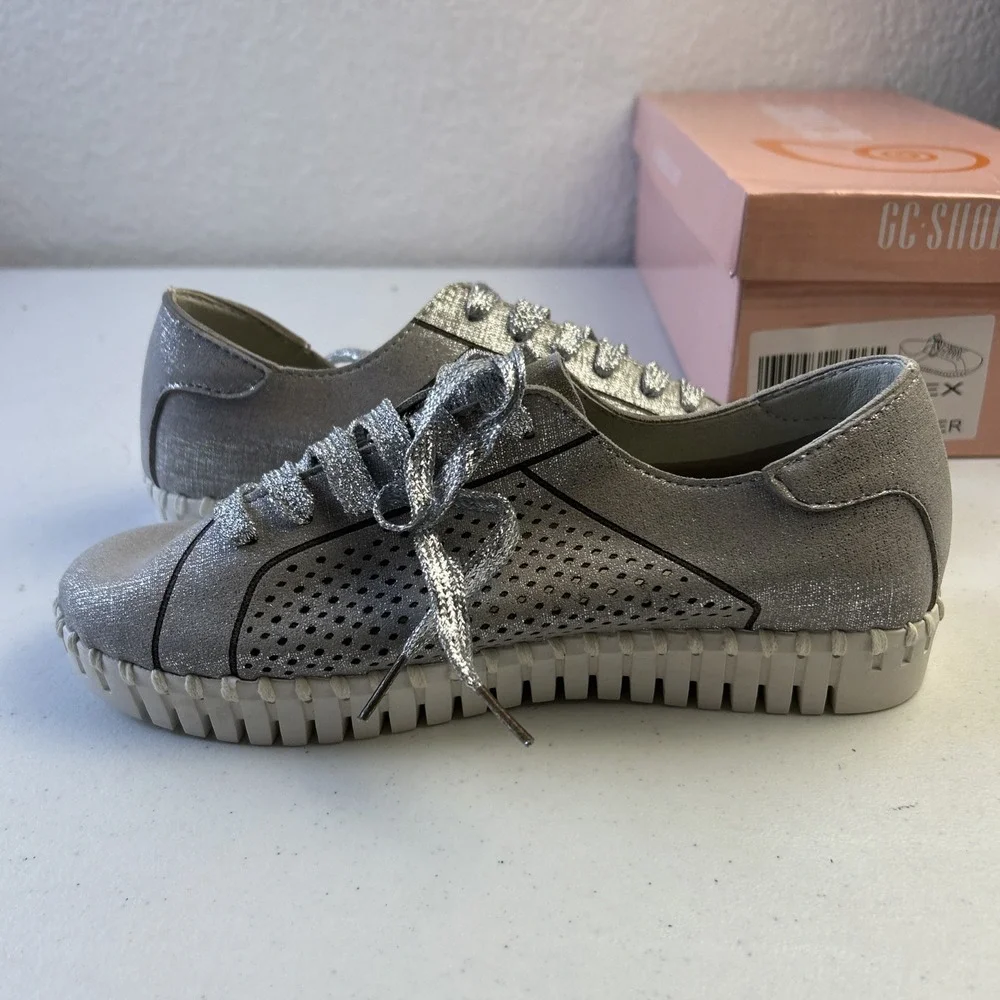GC‎ Shoes Lex Shiny Silver Size 6  Sneaker Athletic Shoe